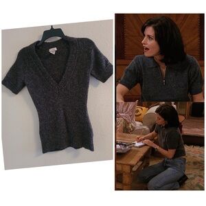 90s vintage short sleeve gray Arizona jeans sweater, Monica friends